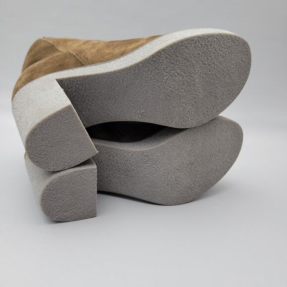 Oroscuro Camoscio Sigaro Italian Ankle Boots Platform Block Heel Suede Brown 6 - Picture 6 of 9